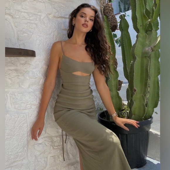 NWT Zara Cut Out Linen Blend Dress - Picture 6 of 13